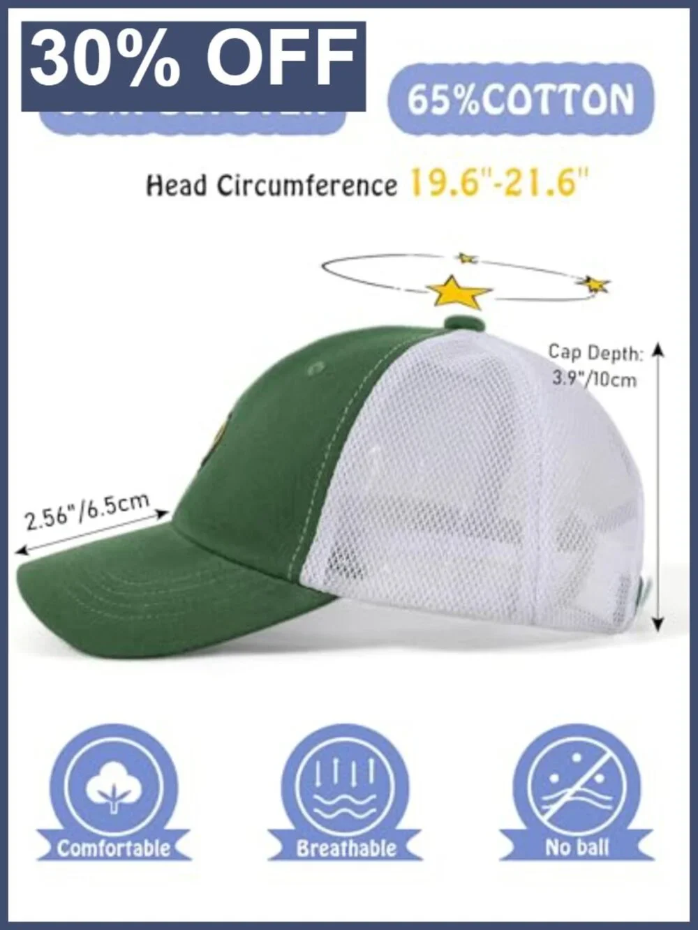 Toddler Kids Smile Face Baseball Cap Mesh Back UPF 50+ Adjustable Trucker Hat